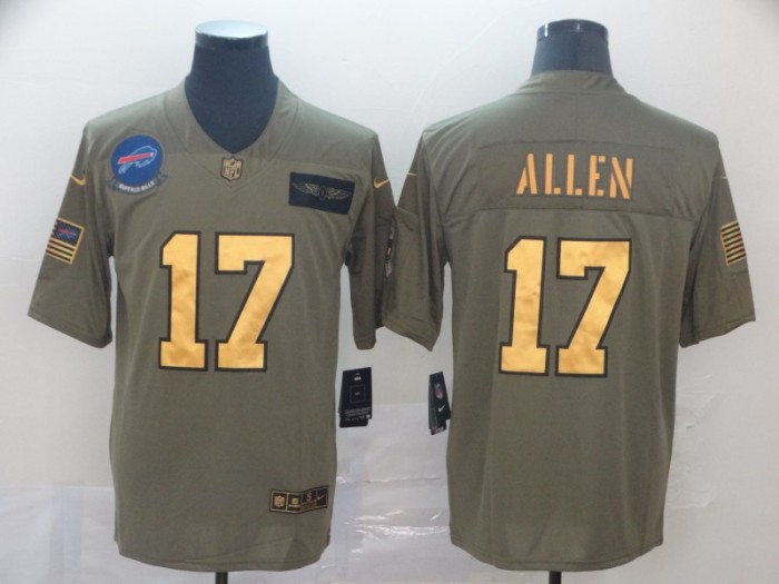 Buffalo Bills 17 Josh Allen 2019 Olive Gold Salute To Service Limited Jersey