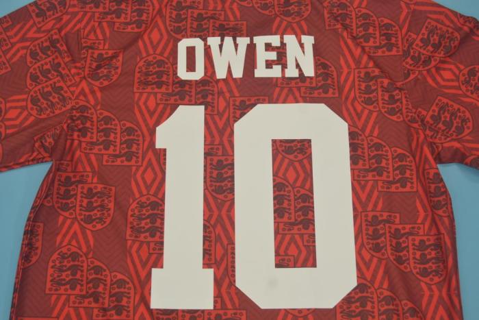 Retro Jersey 1994 England OWEN 10 Away Red Vintage Soccer Jersey