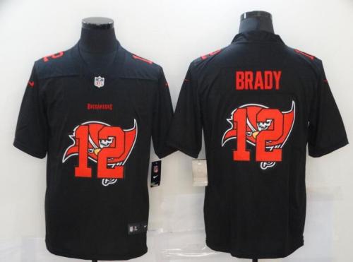 Buccaneers 12 Tom Brady Black Shadow Logo Limited Jersey