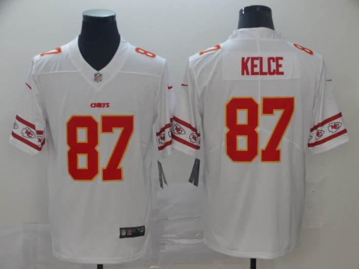 Kansas City Chiefs 87 Travis Kelce White Team Logos Fashion Vapor Limited Jersey