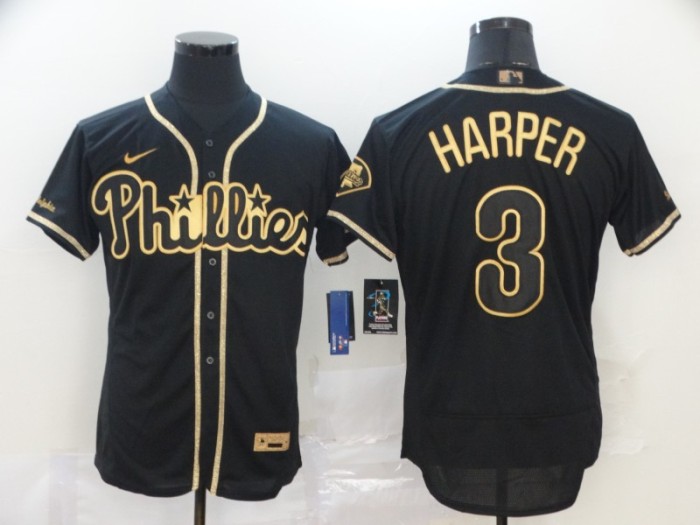 Philadelphia Phillies 3 HARPER Black 2020 Flexbase Jersey