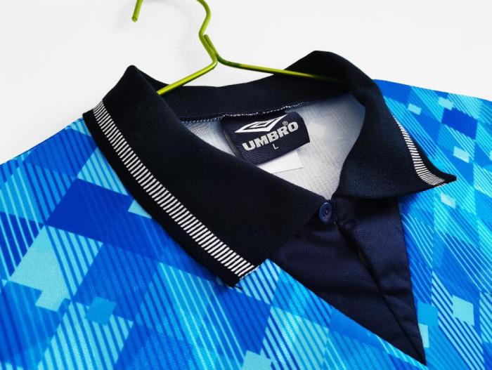 Retro Jersey 1990 England Third Away Blue Soccer Jersey Vintage Football Shirt