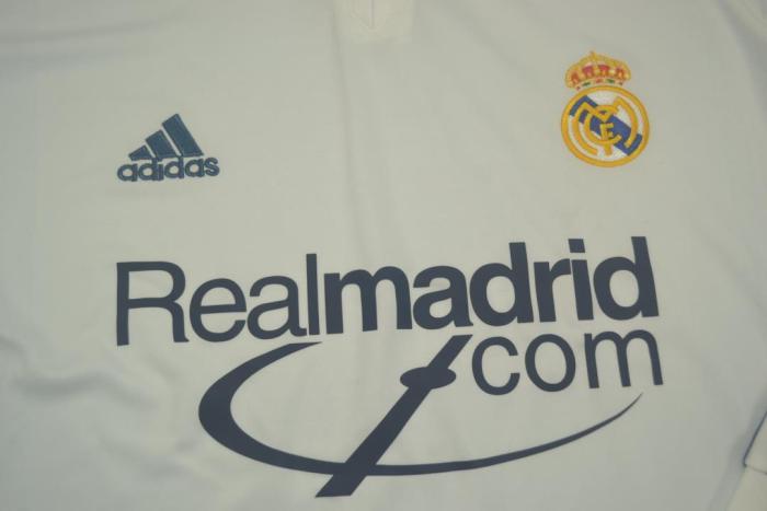 with Sponor Logo Long Sleeve Retro Jersey 2001 Real Madrid Home Soccer Jersey with LFP Patch