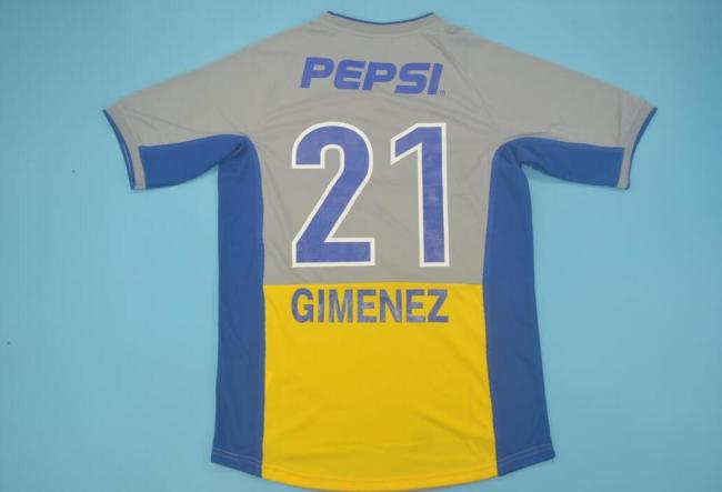 Retro Jersey 2002-2003 Boca Juniors 21 GIMENEZ Away Grey Soccer Jersey Vintage Football Shirt