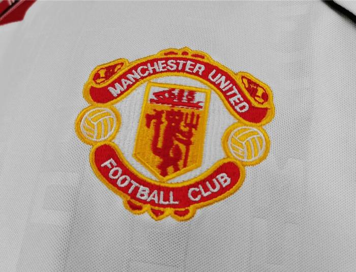 Retro Jersey 1988-1989 Manchester United Away White Soccer Jersey Vintage Football Shirt