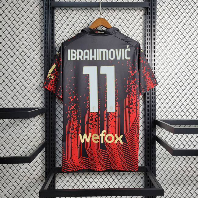 with Front Patch Retro Jersey 2022-2023 AC Milan 11 IBRAHIMOVIC 4th Away Soccer Jersey