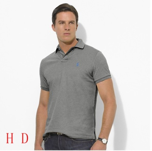 8821 Grey Ralph Polo with Dark Blue Small Logo