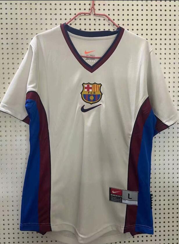 Retro Jersey 1998 Barcelona Away White Soccer Jersey