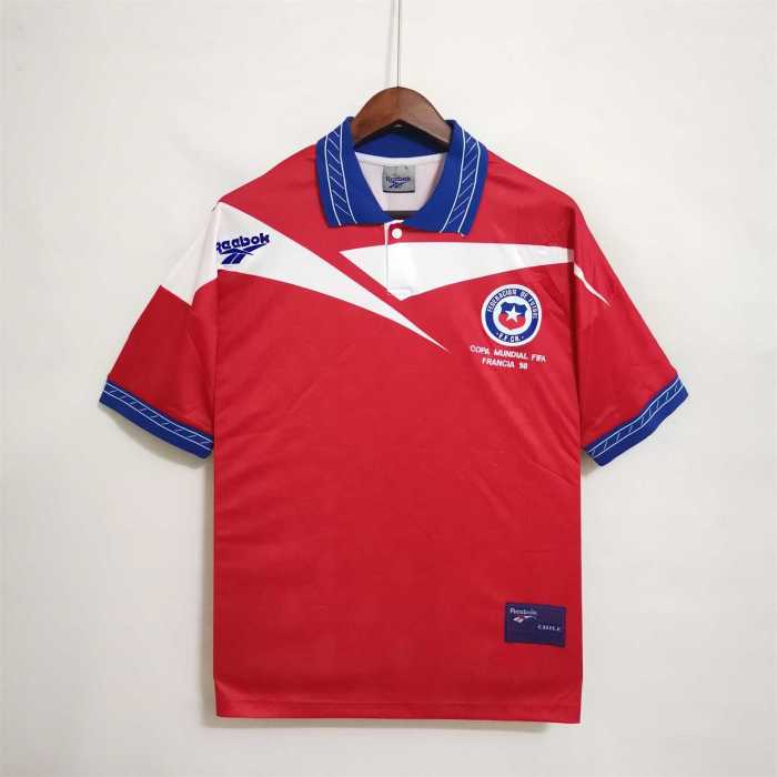 with Front Lettering Retro Jersey 1998 Chile Home Soccer Jersey Vintage Football Shirt