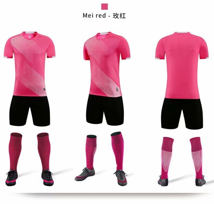 XBJKJW8827 Mei Red  Tracking Suit  Adult Uniform Soccer Jersey Shorts