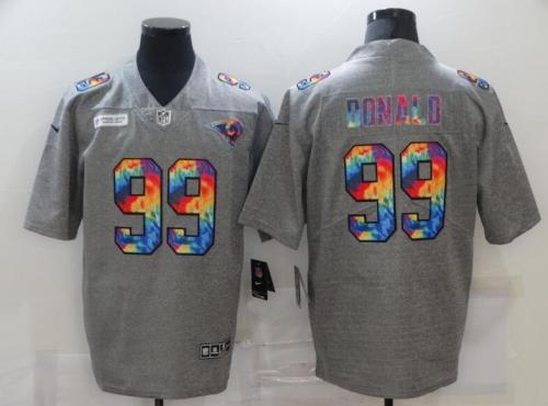 Los Angeles Rams 99 DONALD Grey Vapor Untouchable Rainbow Limited Jersey