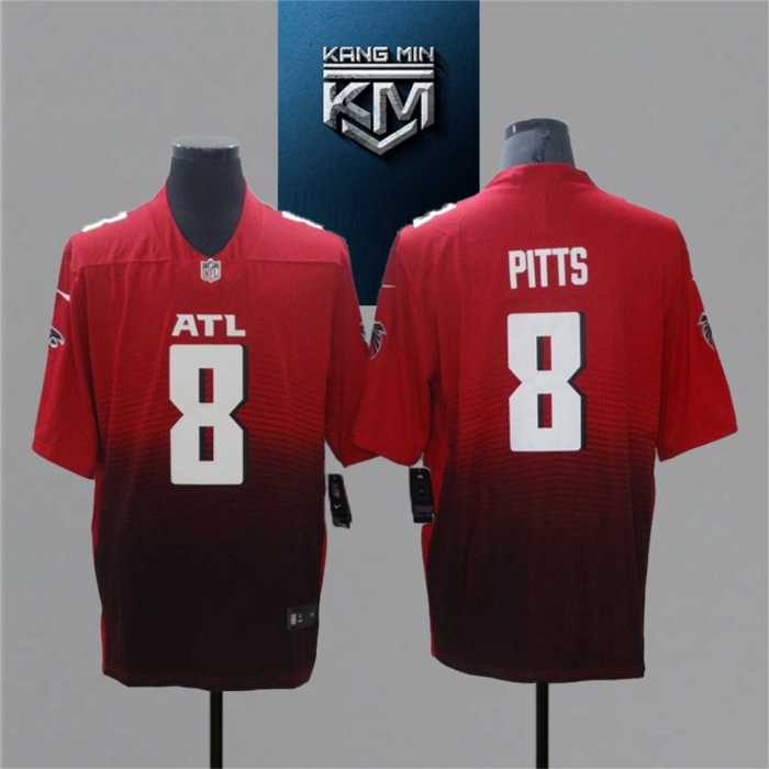 2021 Falcons 8 PITTS Red NFL Jersey S-XXL White Font