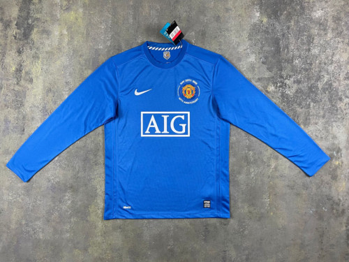 Long Sleeve Retro Jersey 2008-2009 Third Blue European Cup Win 40th Anniversary Soccer Jersey