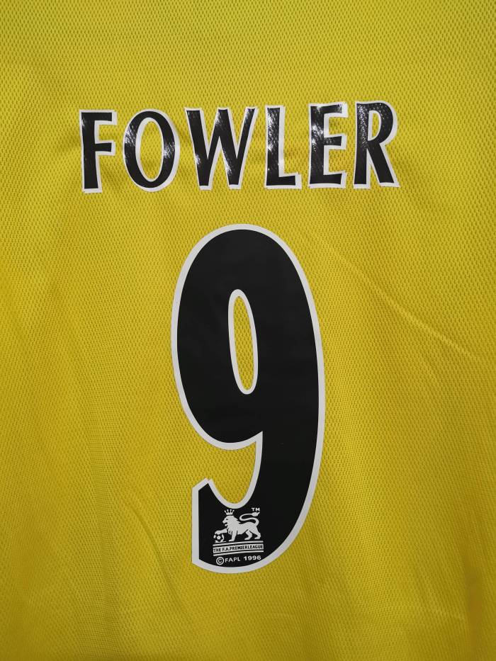 Retro Jersey 1997-1999 Liverpool 9 FOWLER Away Yellow Soccer Jersey