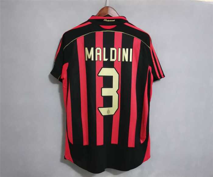 with UCL Patch Retro Jersey 2006-2007 AC Milan MALDINI 3 Home Soccer Jersey