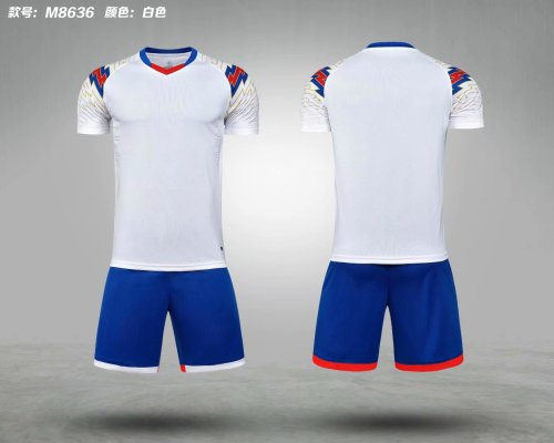 M8636 White Blank Soccer Training Jersey Shorts
