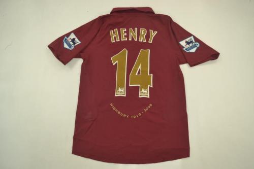 Retro Jersey 2005-2006 Arsenal 14 HENRY Home Soccer Jersey Vintage Football Shirt