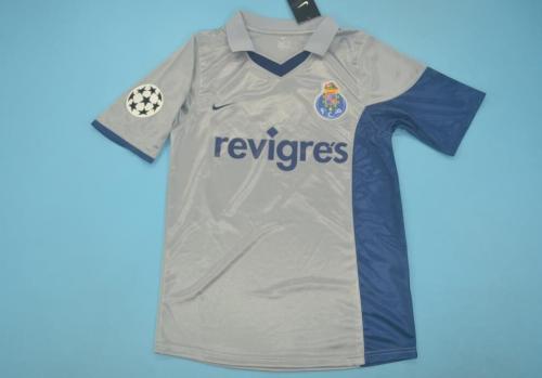 with UCL Patch Retro Jersey 2001 Porto Away Grey Soccer Jersey Vintage Football Shirt