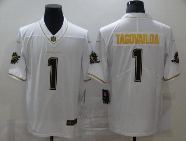 Dolphins 1 Tua Tagovailoa White Gold 2020 Salute To Service Limited Jersey