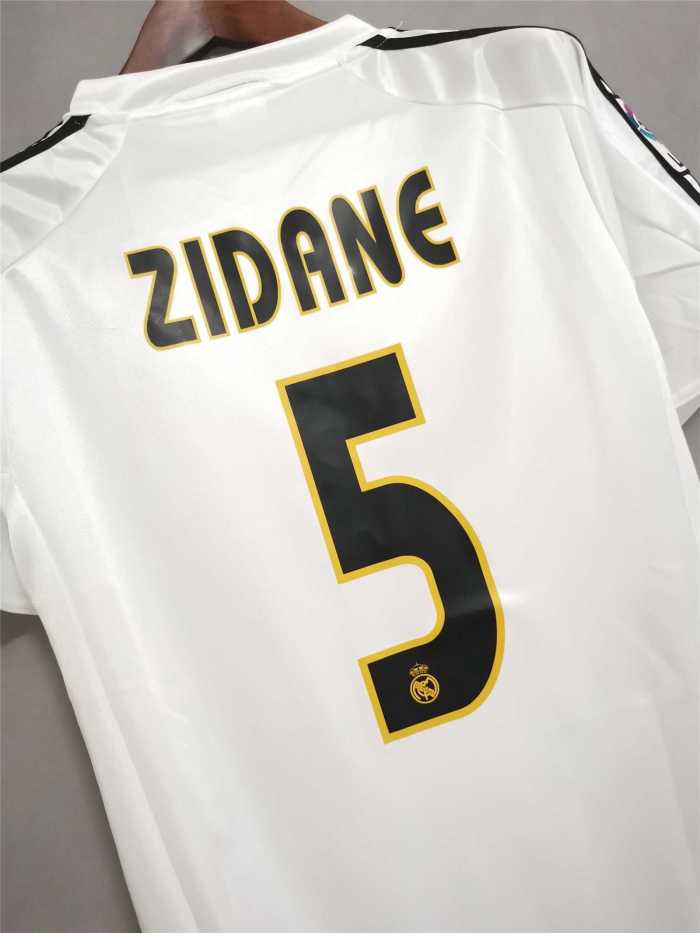 with LFP Patch Retro Jersey 2004-2005 Real Madrid ZIDANE 5 Home Soccer Jersey