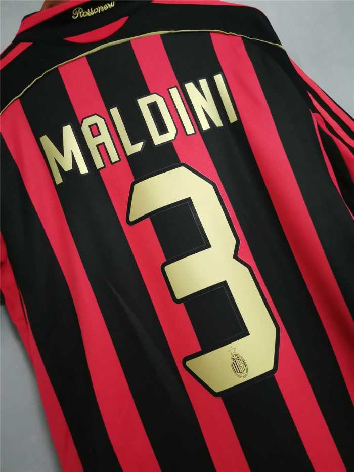 with UCL Patch Retro Jersey 2006-2007 AC Milan MALDINI 3 Home Soccer Jersey