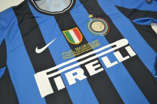 with Front Lettering+Scudetto+UCL Patch Retro Jersey Long Sleeve Inter Milan 2009-2010 Home UCL Final Soccer Jersey