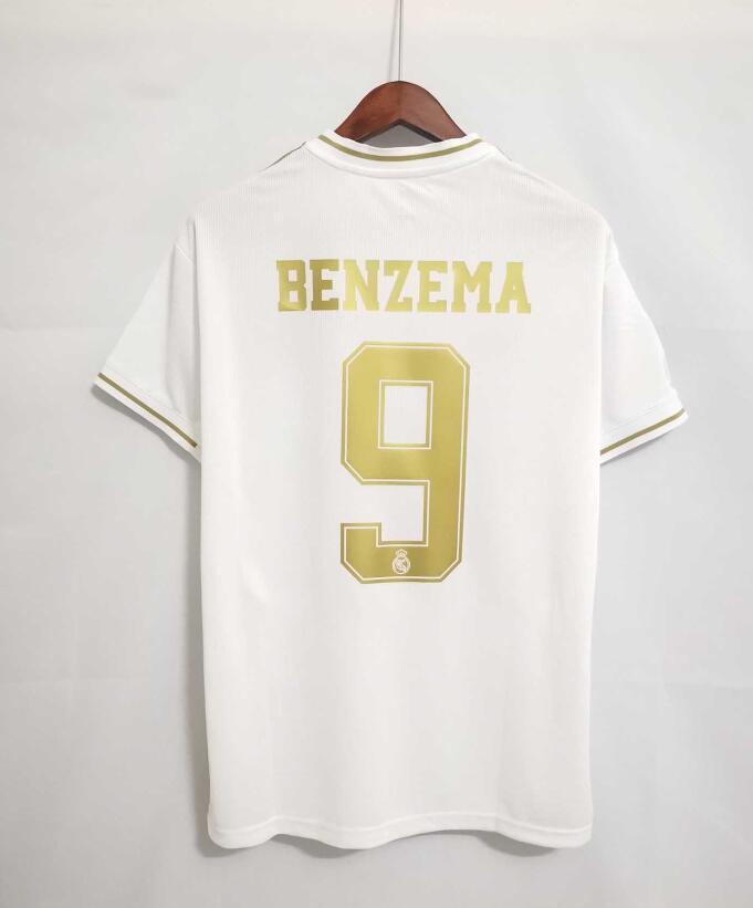 with LFP Patch Retro Jersey 2019-2020 Real Madrid BENZEMA 9 Home Soccer Jersey Vintage Football Shirt