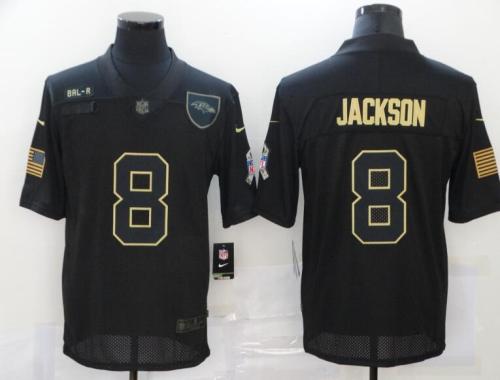 Ravens 8 Lamar Jackson Black 2020 Salute To Service Limited Jersey