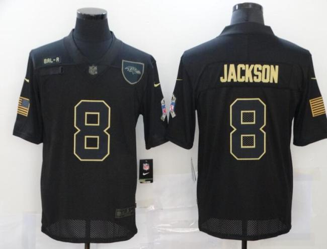 Ravens 8 Lamar Jackson Black 2020 Salute To Service Limited Jersey