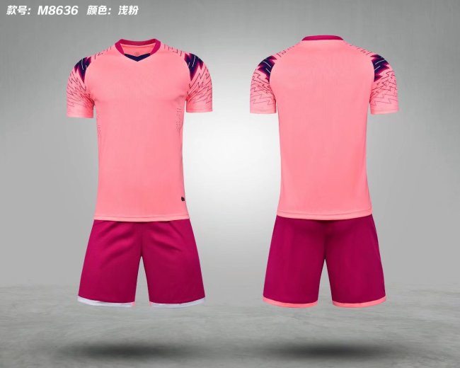 M8636 Pink Blank Soccer Training Jersey Shorts
