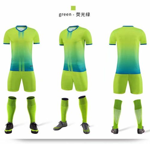 XBJKJW8826 Green  Tracking Suit  Adult Uniform Soccer Jersey Shorts
