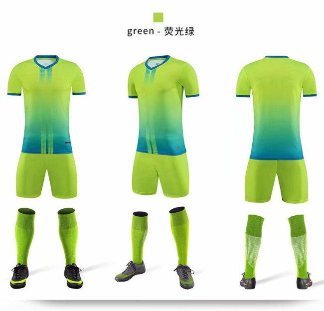 XBJKJW8826 Green Tracking Suit Adult Uniform Soccer Jersey Shorts