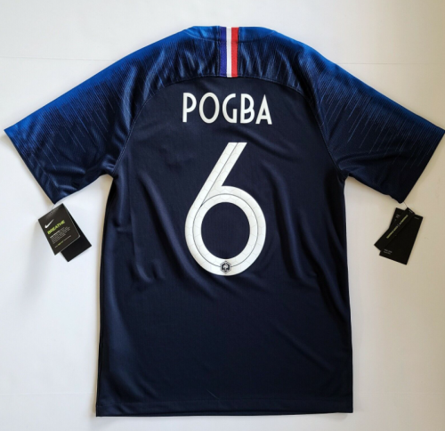 with 2 Stars Retro Shirt 2018 France 6 POGBA Home Soccer Jersey Vintage Football Shirt