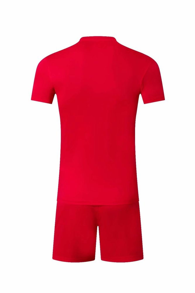 #605 Red Soccer Training Uniform Blank Jersey and Shorts