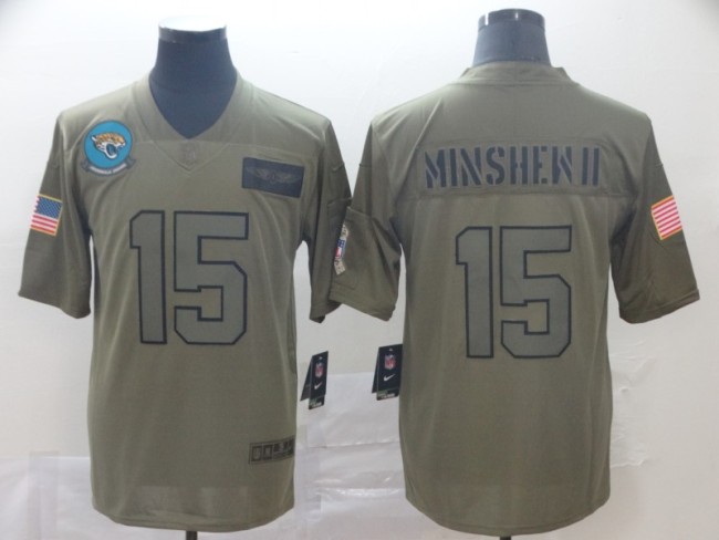 Jacksonville Jaguars 15 Gardner Minshew II 2019 Olive Salute To Service Limited Jersey