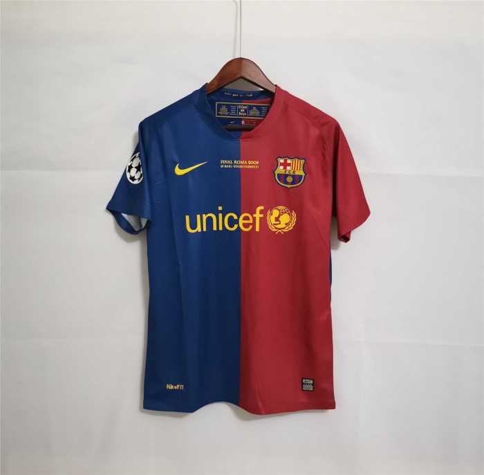 with Front Lettering+UCL Patch Retro Jersey 2008-2009 Barcelona XAVI 6 UCL Final Home Soccer Jersey