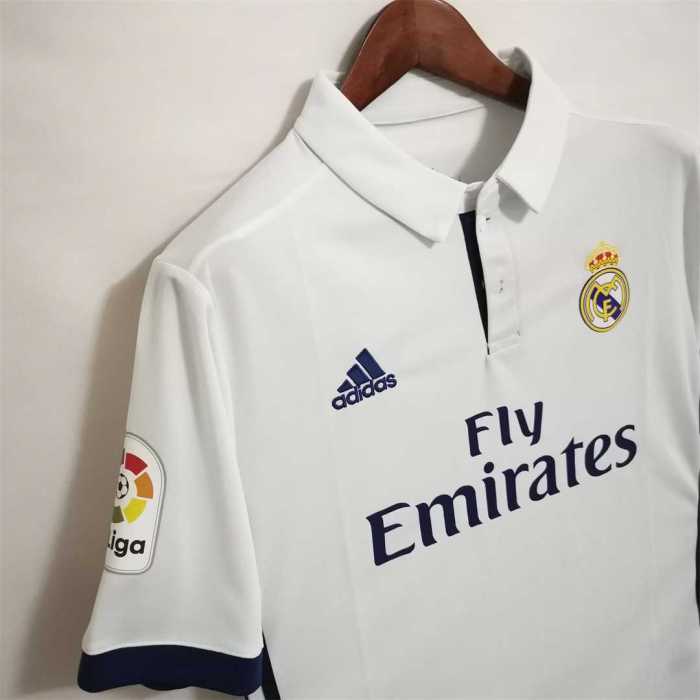 with LFP Patch Retro Jersey 2016-2017 Real Madrid Home Soccer Jersey