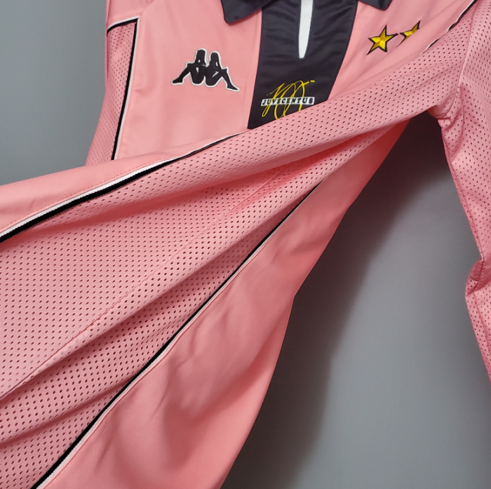 Long Sleeve Retro Jersey 1997-1998 Juventus Away Pink Soccer Jersey Vintage Maillot de Foot