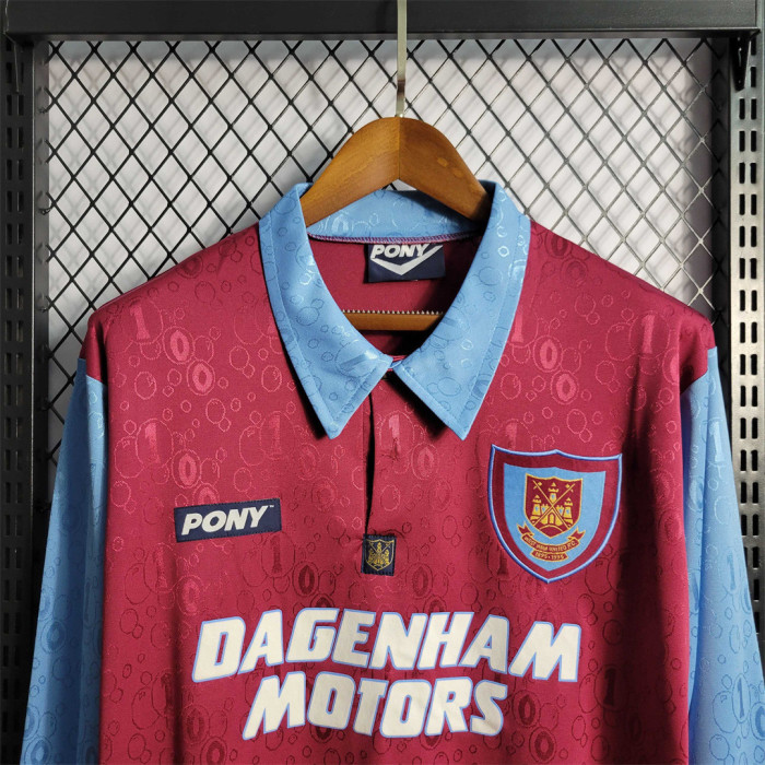 Long Sleeve Retro Jersey 1995-1997 West Ham United Home Soccer Jersey