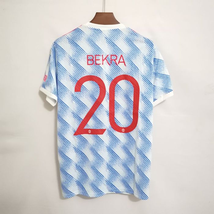 with UCL Patch Retro Jersey Fans Version 2021-2022 Manchester United BEKRA 20 Away Soccer Jersey
