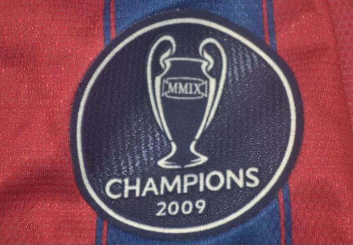 with UCL+Golden FIFA Patch Retro Jersey 2009-2010 Barcelona Home Soccer Jersey Vintage Football Shirt