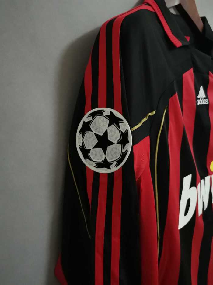 with UCL Patch Retro Jersey Long Sleeve 2006-2007 AC Milan Home Soccer Jersey