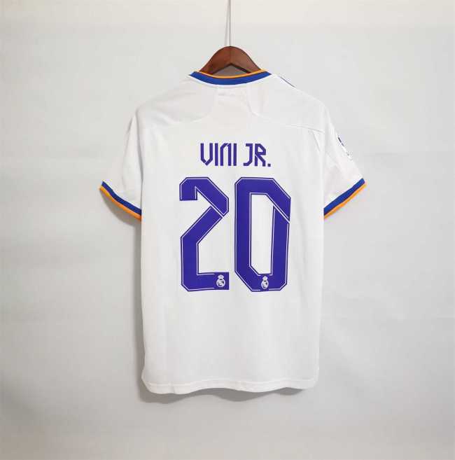 with LFP Patch Retro Jersey 2021-2022 Real Madrid VINI JR. 20 Home Soccer Jersey