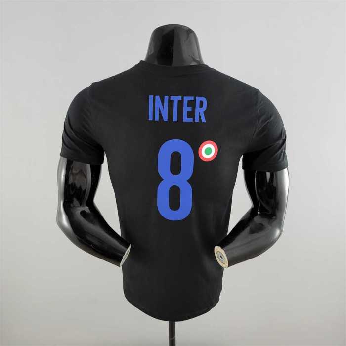 #K000180 Inter Milan 8 Black Soccer T-shirt