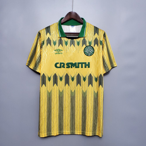 Retro Jersey 1991-1992 Celtic 8 Away Yellow Soccer Jersey