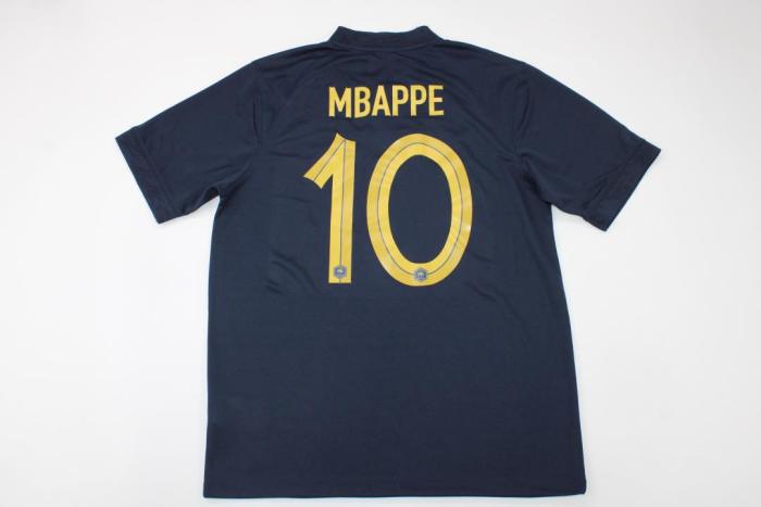 with Golden FIFA Patch Retro Jersey 2022 France 10 MBAPPE Home Soccer Jersey
