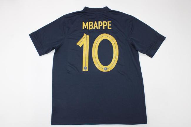 with Golden FIFA Patch Retro Jersey 2022 France 10 MBAPPE Home Soccer Jersey