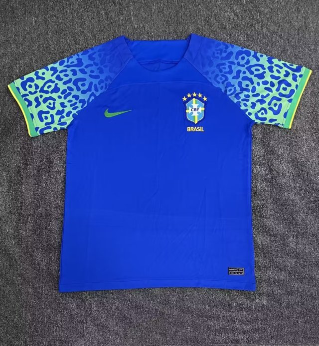 Fans Version 2022 World Cup Brazil Away Blue Soccer Jersey S,M,L,XL,2XL,3XL,4XL