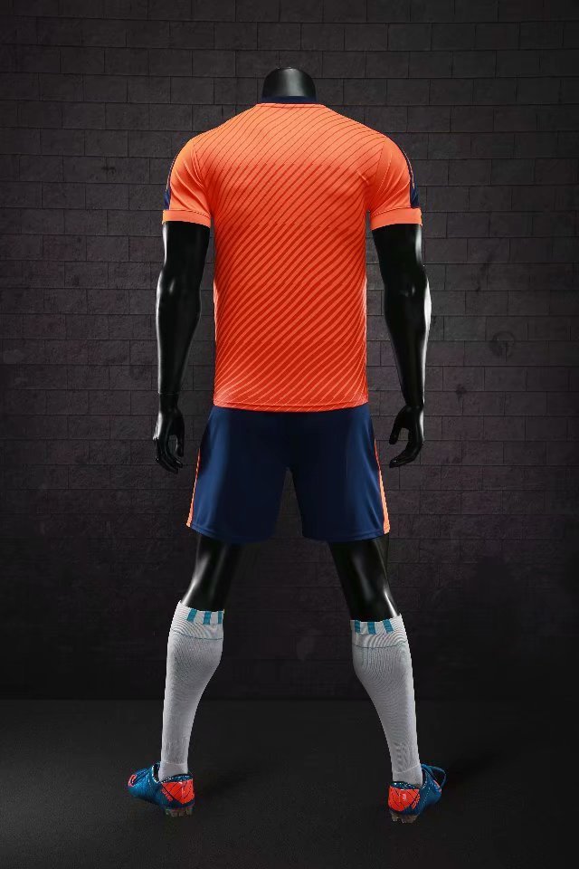 D8810 Orange Youth Set Adult Uniform Blank Soccer Training Jersey Shorts