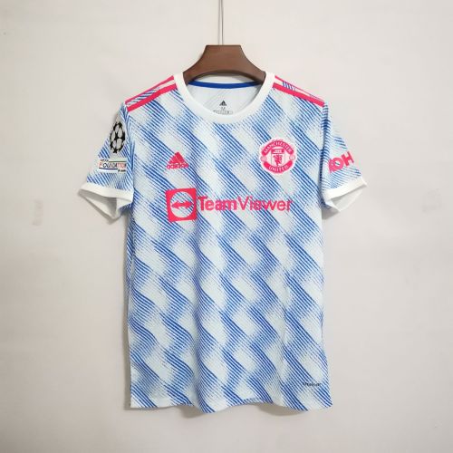 with UCL Patch Retro Jersey Fans Version 2021-2022 Manchester United Away Soccer Jersey